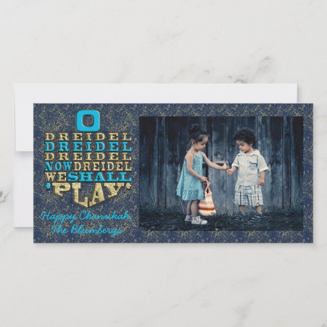 Hanukkah Photo Card "O Dreidel Dreidel Dreidel..." (Front)