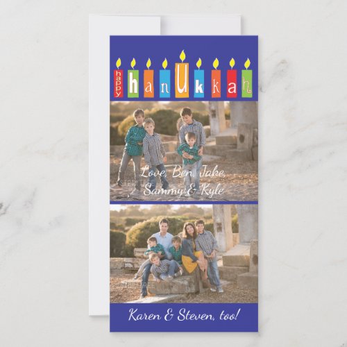 Hanukkah Photo Card with white envelope Candles