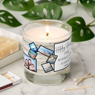 Hanukkah Photo Collage Rustic Family Custom Scented Candle