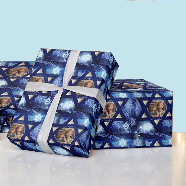 Hanukkah Photo Family Kids Roll Gift Wrapping Paper (Creator Uploaded)