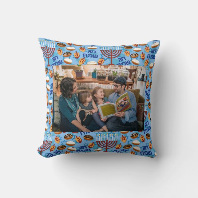 Hanukkah Photo Family Kids Sofa Chair Throw Pillow (Front)