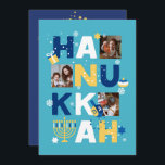 HANUKKAH Photo Greeting Card<br><div class="desc">Our Hanukkah Custom Photo Greeting card is a beautiful, fun way to wish family and friends a Happy Hanukkah in style. This festive, fun, modern design includes a Menorah, Dreidel, Jelly Donut & Wrapped Gift along with Snowflakes & Jewish Stars. Personalize this custom card with 3 of your own photos...</div>