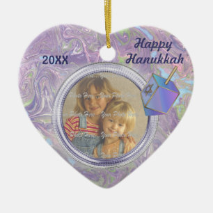 Hanukkah Photo Greetings Ceramic Ornament