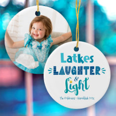 Hanukkah Photo Latkes Laughter Light Fun Modern Ceramic Ornament at Zazzle