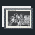 Hanukkah Photo Modern Geometric Blue Border Holiday Card<br><div class="desc">Celebrate the Festival of Lights with this elegant Hanukkah photo card, featuring a modern geometric border in deep blue tones. The minimal yet sophisticated design highlights your cherished family photo, making it a meaningful way to share holiday greetings. Personalize it with your family's name for a unique and heartfelt touch....</div>