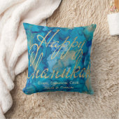 Hanukkah Pillow Happy Hanukkah Gold/Blue (Blanket)