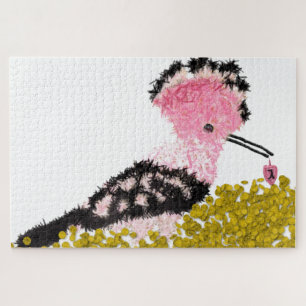 Hanukkah pink dreidel gelt and hoopoe jigsaw puzzle