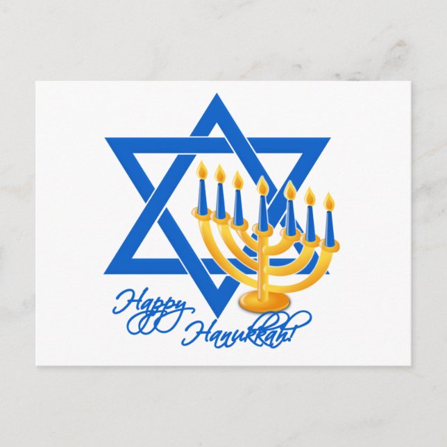 Hanukkah postcard, customize holiday postcard (Front)