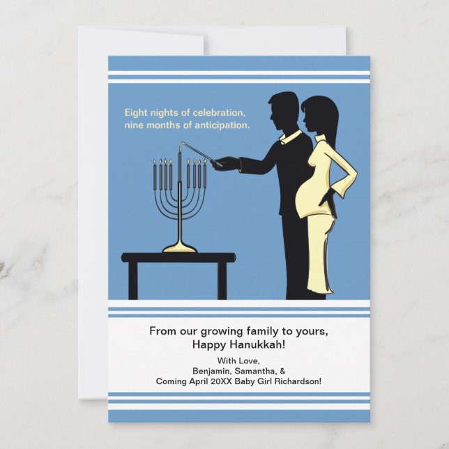 Hanukkah Pregnancy Announcement Cards 5x7 (Front)