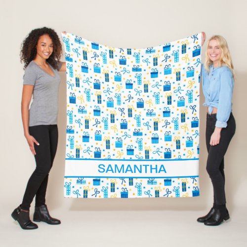 Hanukkah Presents Personalized Fleece Blanket