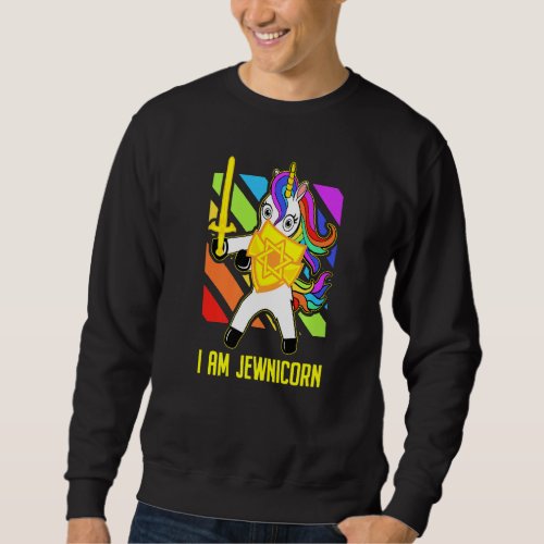 Hanukkah Presents Proud Jews Rainbow Jewish Unicor Sweatshirt