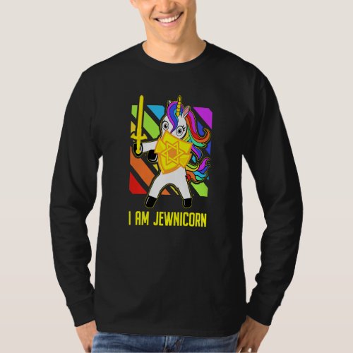 Hanukkah Presents Proud Jews Rainbow Jewish Unicor T_Shirt