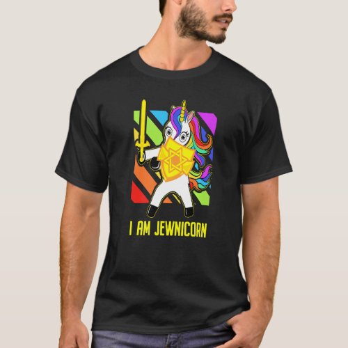 Hanukkah Presents Proud Jews Rainbow Jewish Unicor T_Shirt