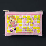 Hanukkah Pretty in Pink Tootsie Plays Dreidel Accessory Pouch<br><div class="desc">Hanukkah Pretty in Pink Tootsie Plays Dreidel Game, Pouch. All design elements can be edited. Change editable text using your favorite font style, color, and size. Fill your pouch with dreidels, and playing treats. Game on!!! Happy Hanukkah! Bag Type: Print Cut Sew Small Accessory Pouch Our pouches come in two...</div>