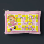 Hanukkah Pretty in Pink Tootsie Plays Dreidel Accessory Pouch<br><div class="desc">Hanukkah Pretty in Pink Tootsie Plays Dreidel Game, Pouch. All design elements can be edited. Change editable text using your favorite font style, color, and size. Fill your pouch with dreidels, and playing treats. Game on!!! Happy Hanukkah! Bag Type: Print Cut Sew Small Accessory Pouch Our pouches come in two...</div>