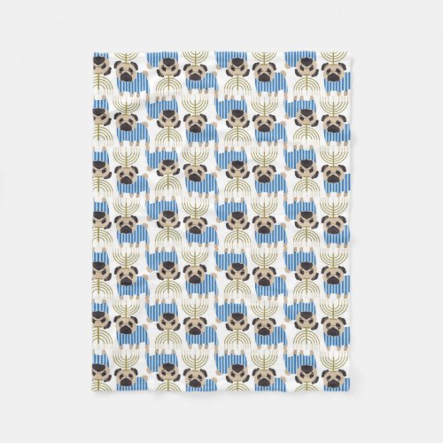 Hanukkah Pugs 8jpg Fleece Blanket