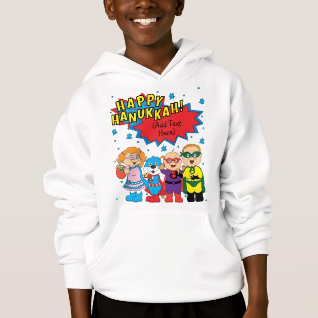 Hanukkah Pullover Toddler Sweatshirt "Super Hero" (Front)