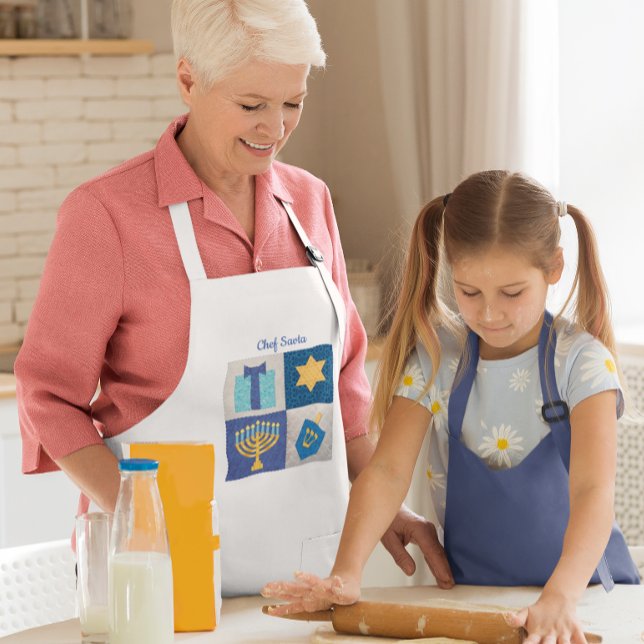 Hanukkah Quilt Collage Personalized Apron (Creator Uploaded)