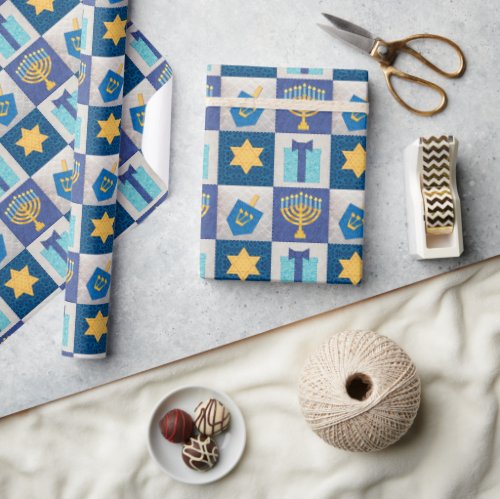 Hanukkah Quilt Wrapping Paper