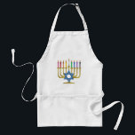 Hanukkah Rainbow Candles Gold Menorah Adult Apron<br><div class="desc">You are viewing The Lee Hiller Designs Collection of Home and Office Decor,  Apparel,  Gifts and Collectibles. The Designs include Lee Hiller Photography and Mixed Media Digital Art Collection. You can view her Nature photography at http://HikeOurPlanet.com/ and follow her hiking blog within Hot Springs National Park.</div>