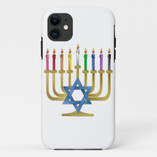 Hanukkah Rainbow Candles Gold Menorah iPhone 11 Case