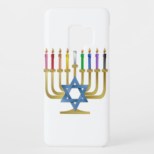 Hanukkah Rainbow Candles Gold Menorah Case_Mate Samsung Galaxy S9 Case