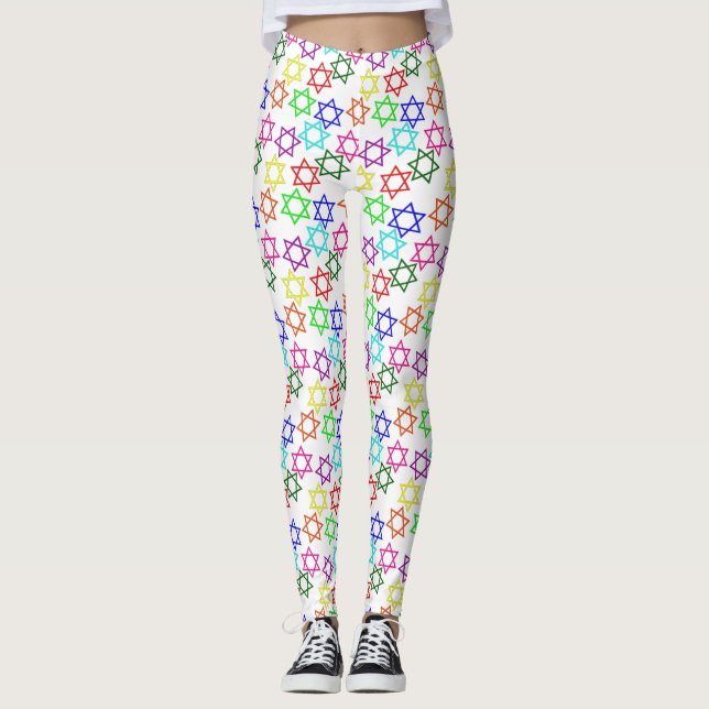 hanukkah rainbow star of david leggings (Front)