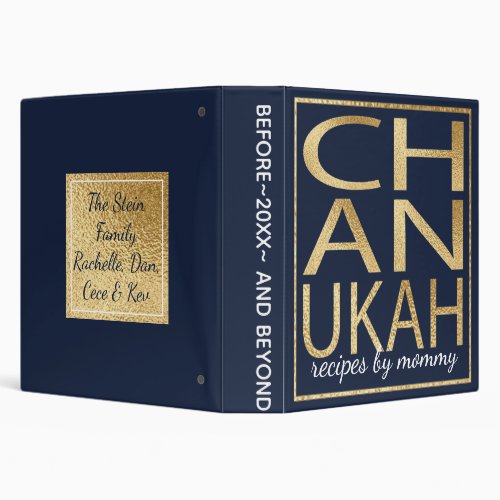Hanukkah Recipe Binder Chanukah Happy Blue  Golds