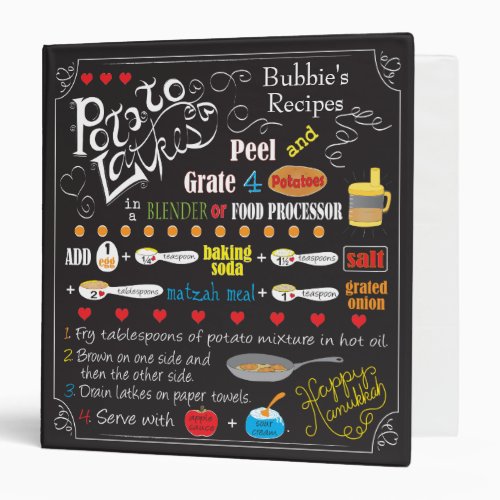 Hanukkah Recipe Photo Book Binder Paisley Dreidels