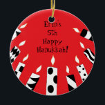 Hanukkah Red/White/Black Candles Ornament<br><div class="desc">Hanukkah Red/White/Black Candles Ornament.
Personalize each side by deleting existing text and adding your own with your favorite font style,  color and size. Happy Hanukkah! Thanks for shopping and stopping by!</div>