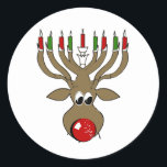 Hanukkah Reindeer Classic Round Sticker<br><div class="desc">Holiday Humor, LGBTQ Designs and Funny Christmas Gifts From LGBTShirts.com Shop for Everyone at LGBTshirts.com - Browse over 10, 000 LGBTQ Gifts, Holiday Humor, Equality, Slang, & Culture Designs. The Most Unique Gay, Lesbian Bi, Trans, Queer, and Intersexed Apparel on the web. SHOP MORE LGBTQ Designs and Gifts at: http://www.LgbtShirts.com...</div>