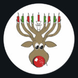 Hanukkah Reindeer Classic Round Sticker<br><div class="desc">Holiday Humor, LGBTQ Designs and Funny Christmas Gifts From LGBTShirts.com Shop for Everyone at LGBTshirts.com - Browse over 10, 000 LGBTQ Gifts, Holiday Humor, Equality, Slang, & Culture Designs. The Most Unique Gay, Lesbian Bi, Trans, Queer, and Intersexed Apparel on the web. SHOP MORE LGBTQ Designs and Gifts at: http://www.LgbtShirts.com...</div>