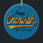 Hanukkah "Retro Happy Chanukah"/Circle Ornament<br><div class="desc">Hanukkah "Retro Happy Chanukah"/Circle Ornament. (2 sided) Personalize by deleting "Happy" and "Stephen" on front and back of the ornament. Then using your favorite font color, size, and style, type in your own words. Thanks for stopping and shopping by. Much appreciated! Happy Chanukah/Hanukkah! Bring a lot more holiday cheer to...</div>