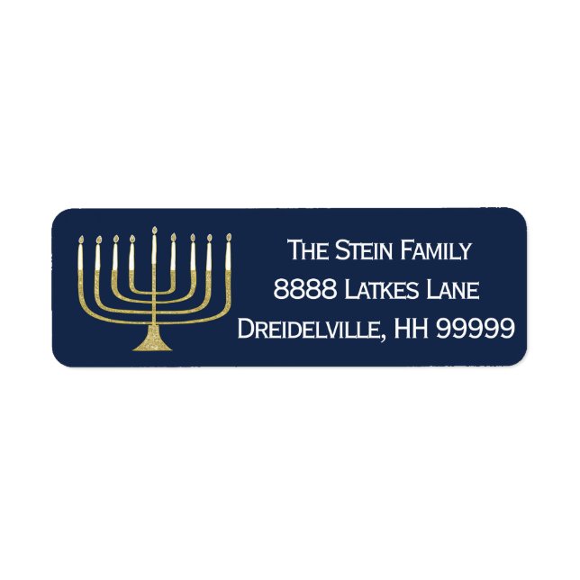Hanukkah Return Labels "Elegant Menorah" (Front)