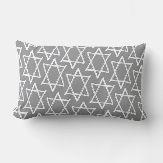 Hanukkah Reversible Throw Decor Pillow – Gray (Front)