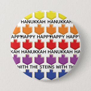 Hanukkah Round Button, Personalize 3D Dreidels Button