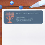 Hanukkah Rustic Menorah Chic Elegant Holiday Label<br><div class="desc">Personalized Hanukkah return address labels are a chic way to dress up your Festival of Lights cards and Hanukkah party invitation mailings. Set on a rich blue background, a faux wood menorah on the left of the address label combines the traditional with the elegant along with a touch of rustic...</div>