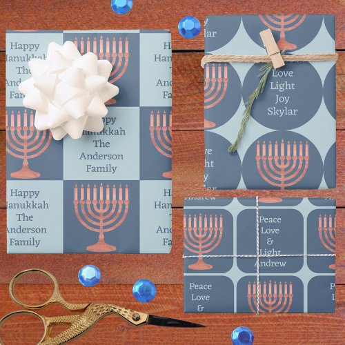 Hanukkah Rustic Menorah Cute Festive For Kids Wrapping Paper Sheets
