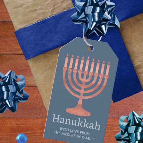 Hanukkah Rustic Menorah Fun Whimsical Modern Gift Tags