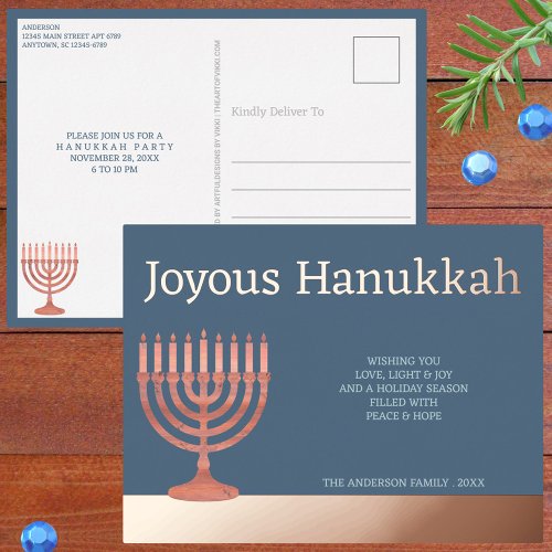 Hanukkah Rustic Menorah Greeting Or Invitation