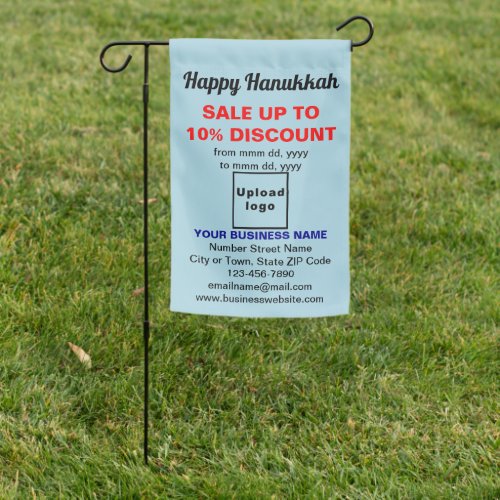 Hanukkah Sale on Single_Sided Print Light Blue Garden Flag
