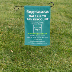 Hanukkah Sale on Single-Sided Print Teal Green Garden Flag