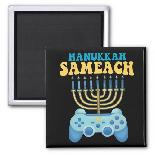Hanukkah Sameach Jewish Gamer Menorah Gift Magnet