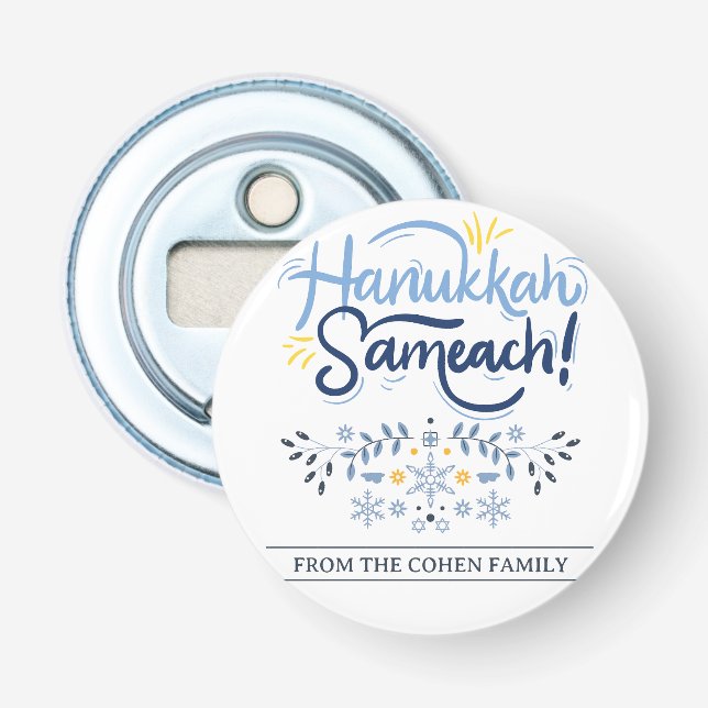 Hanukkah Sameach | Simple Elegant Hanukkah family Bottle Opener (Front)