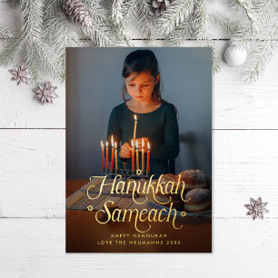 Hanukkah Sameach Star of David Photo Foil Holiday Card