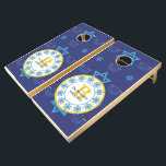Hanukkah seamless blue pattern Family monogram Cornhole Set<br><div class="desc">Celebrate the holiday season with this "Hanukkah seamless blue pattern Family monogram." Personalize with your family name initial and year</div>