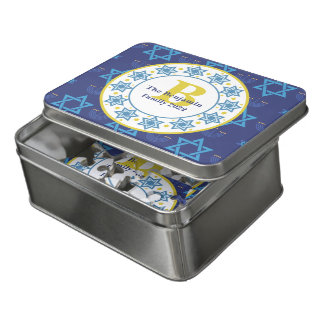 Hanukkah seamless blue pattern Family monogram Jigsaw Puzzle