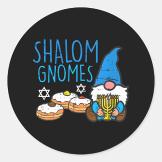 Hanukkah Shalom Gnomes Funny Chanukah Jewish Classic Round Sticker