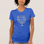 Hanukkah Shalom Peace on Earth T-Shirt<br><div class="desc">Hanukkah Shalom Peace on Earth T-Shirt in festive holiday blue with Hebrew Shalom and a silver menorah. Easy to customize with text, fonts, and colors. Created by Zazzle pro designer BK Thompson exclusively for Kate’s Creations; please contact us if you need assistance, have questions, or would like to inquire about...</div>