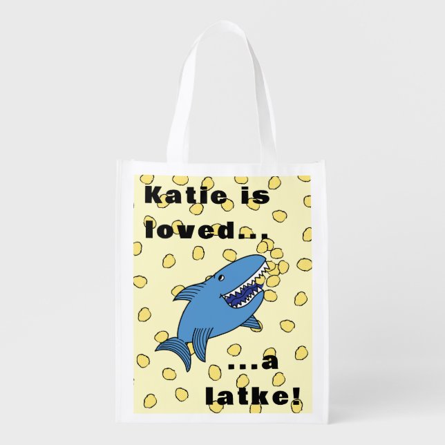 Hanukkah Shark Reusable Grocery Bag (Front)